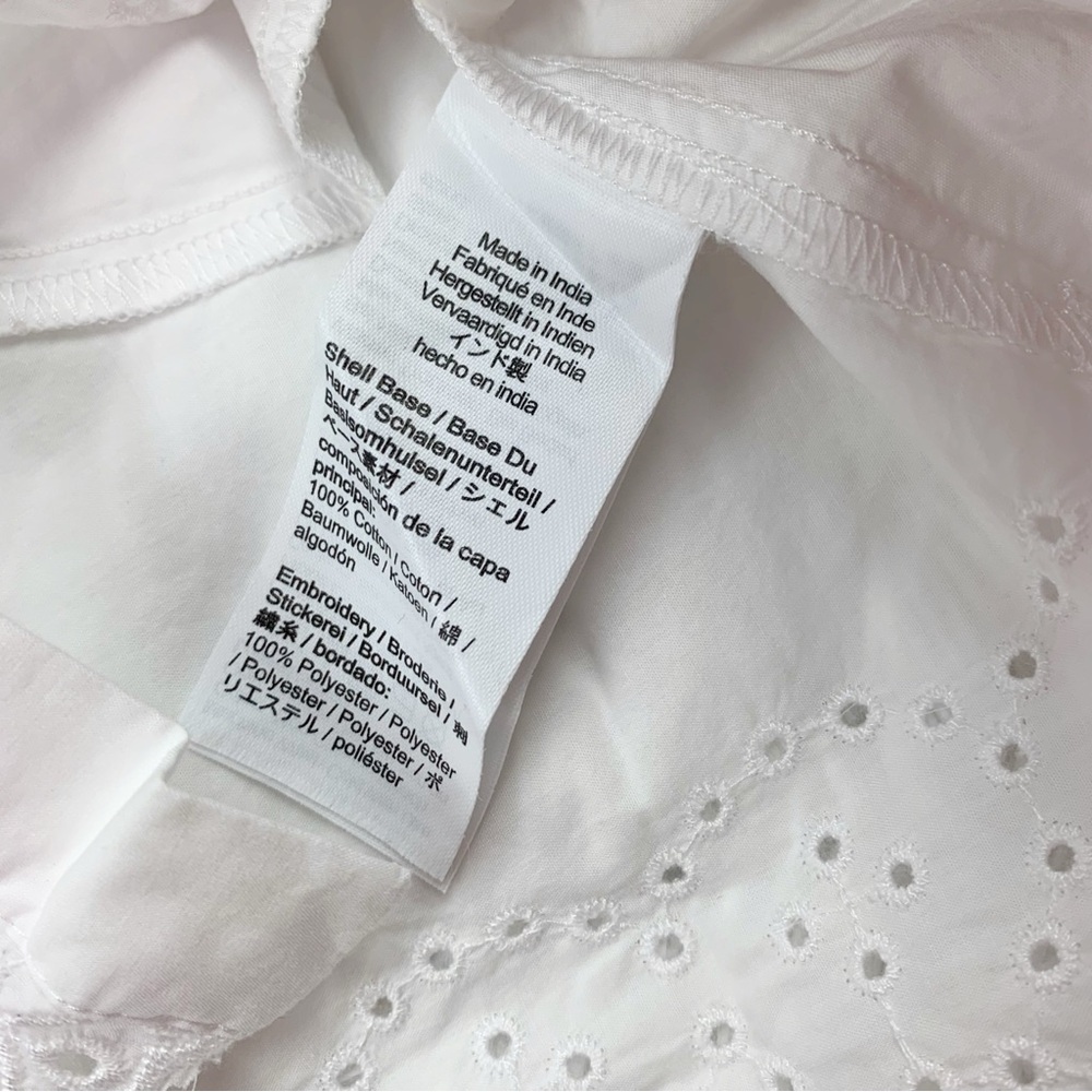 J Crew short sleeve Jolie dress in eyelet cotton poplin‎ button front in white - Picture 10 of 12